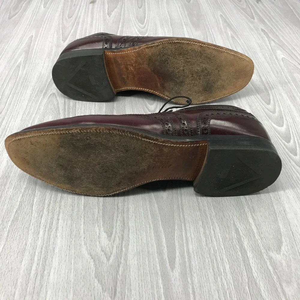 Allen Edmonds McAllister Burgundy Wingtip Oxford Dress Shoes Mens 10 C 6215